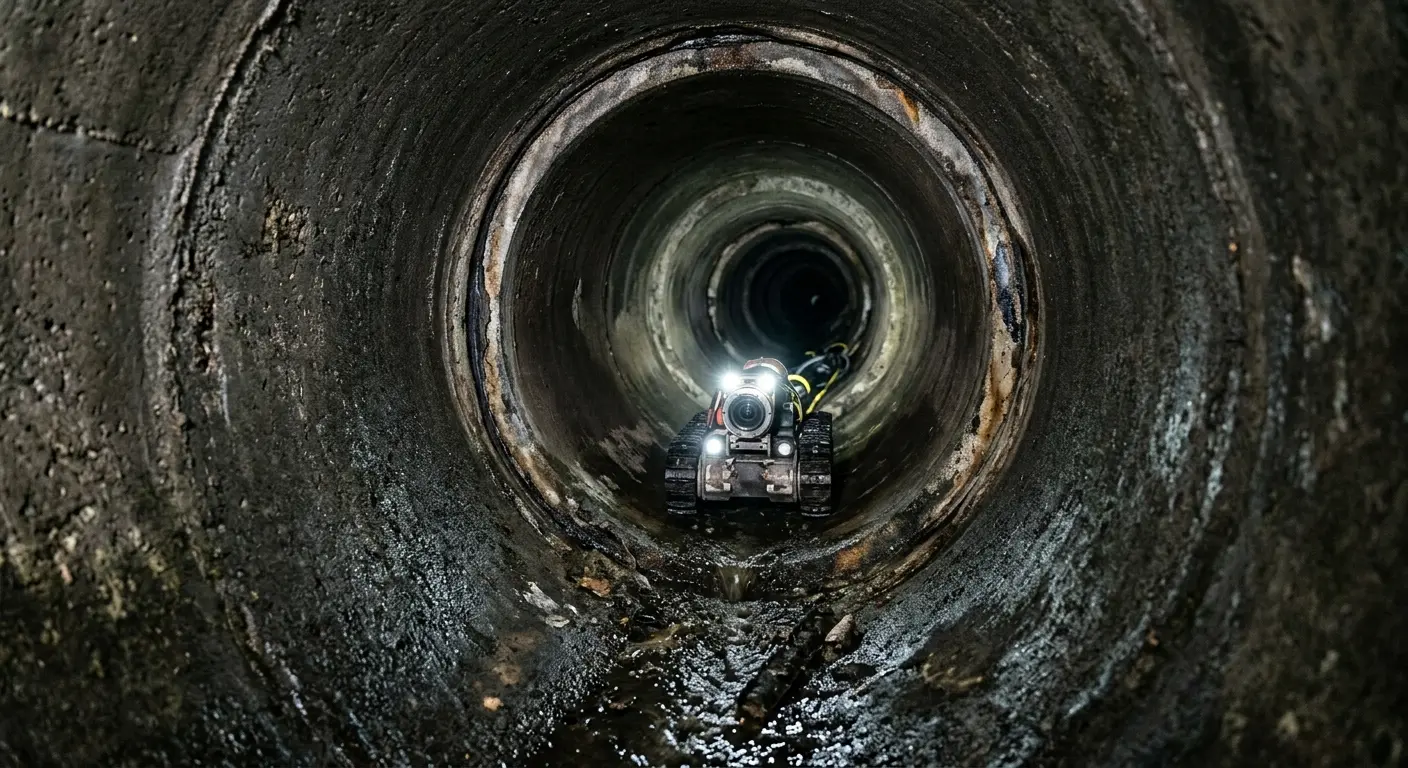 Robotic sewer camera inspecting pipe interior for Sewer Line Repair in Rittman